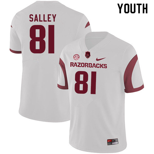 Youth #81 Jackson Salley Arkansas Razorbacks College Football Jerseys Sale-White - Click Image to Close